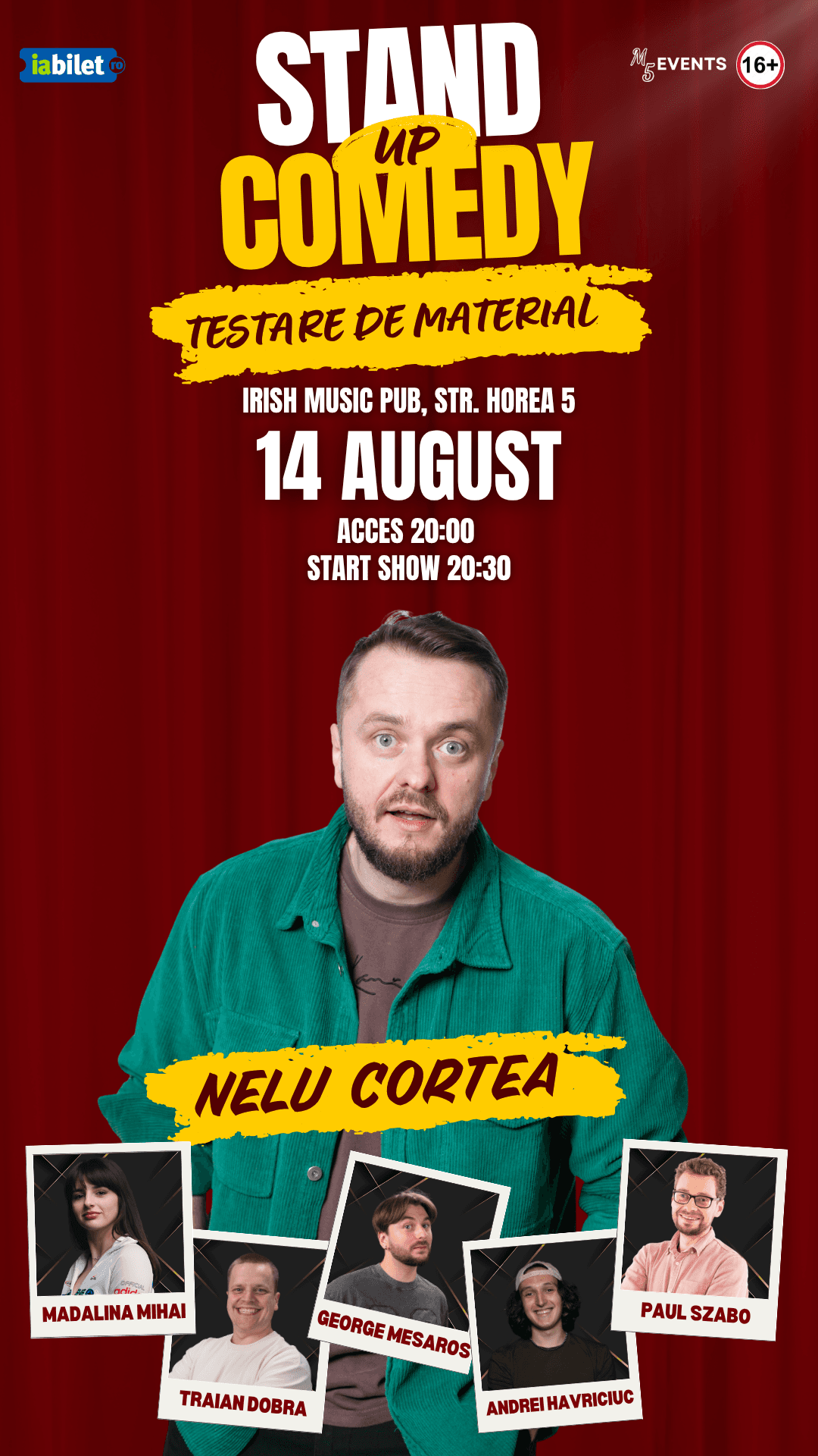 Afiș: Stand-Up Comedy – Testare de material (14 august)