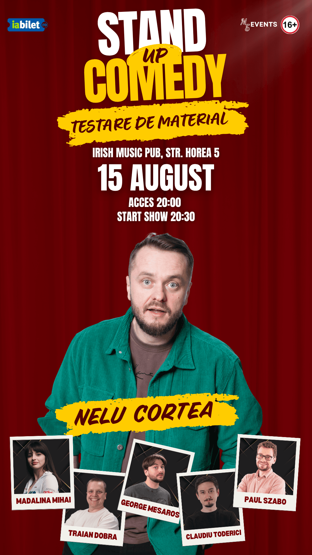Afiș: Stand-Up Comedy – Testare de material (15 august)