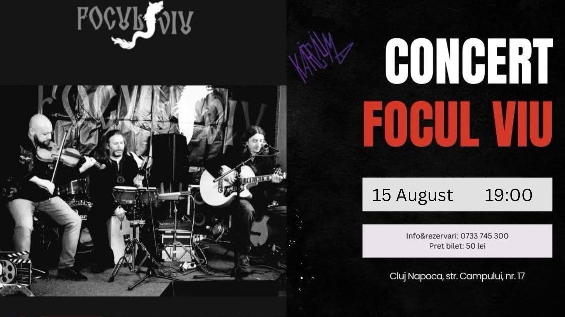 Afiș: FOCUL VIU – concert live pe terasa Kârciuma